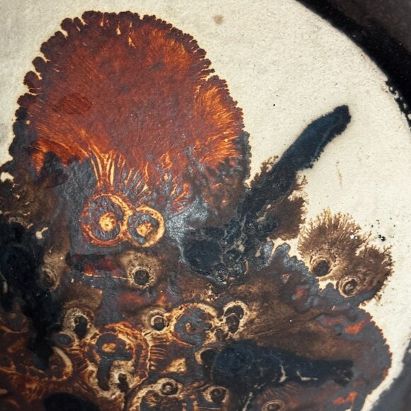 Studio Art Pottery Vase 8" Orb Sphere Shaped Brown Glazed Vtg RARE - Picture 10 of 16